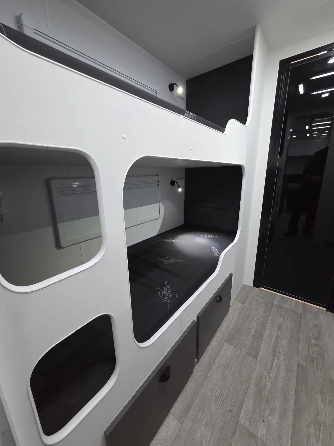 Safari Legacy 228 rear bunk room with two sets of bunks