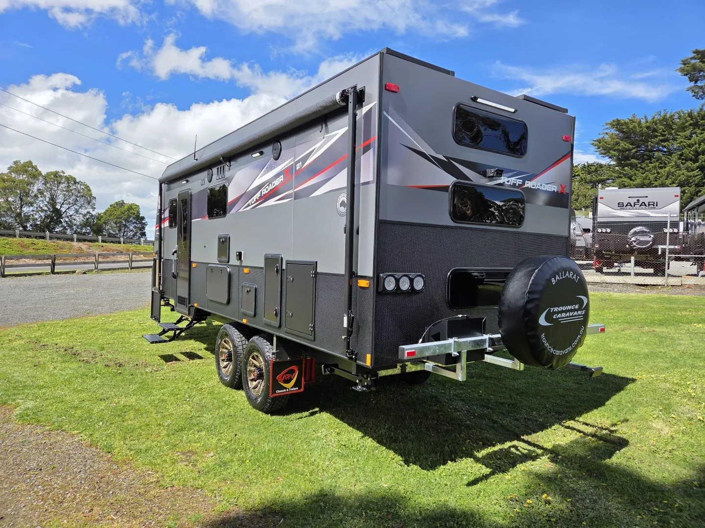Safari Tuff Roader-X 21 rear three-quarter view with spare wheel and bumper