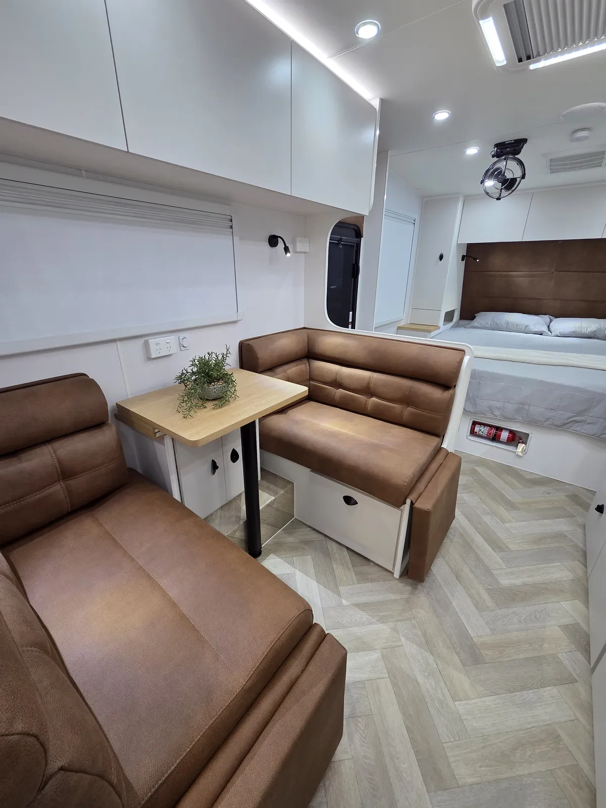 Leather dinette in a Safari Tuff Roader